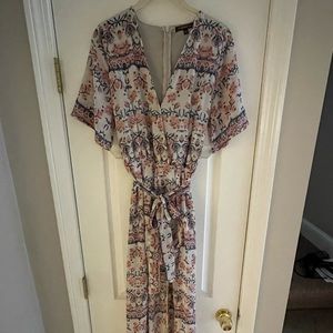 Floral Romper with Long Cape
